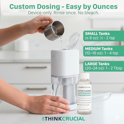 Up to 36 Cleans Think Crucial Water Flosser Cleaner & Descaler Rinse 6oz Super Concentrate - Compatible with All Waterpik Models (WP-660/662, WP-580, WP-560, WP-100) & Philips Sonicare 3000 & More - Image 3