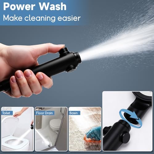 5+1 Mode High Pressure Replacement Black RV Shower Head with Hose - Image 3
