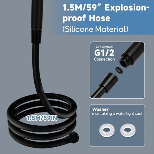 5+1 Mode High Pressure Replacement Black RV Shower Head with Hose - Image 5