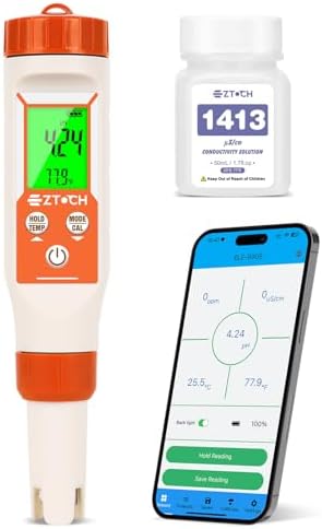 pH Meter for Water, Smart pH TDS EC Meter for Water Hydroponic by EZTOCH