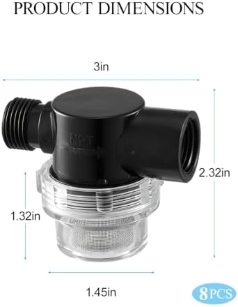 8 Pack RV Water Pump Strainer Filter 1/2 Inch NPSM Inline Strainer - Image 2