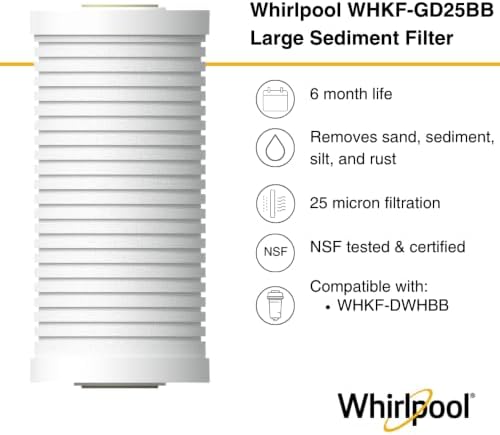 Whirlpool 10" x 4.5" Whole House Large Capacity Sediment Filter WHKF-GD25BB, NSF Certified 25 Micron Filtration, 6-Month Life, Replacement Cartridge Fits Most Home Standard Filter Housings - Image 2
