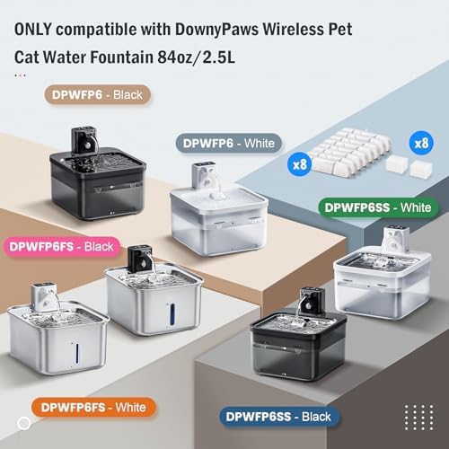 8 Packs Replacement Filters for DownyPaws Battery Operated Cat Water Fountain DPWFP6, 4 Months Set of Replacement Filters for DownyPaws 84oz/2.5L Fursink Wireless Pet Water Fountain - Image 2