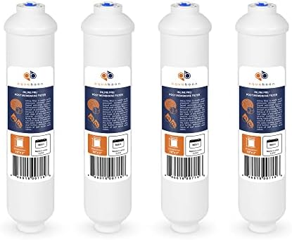 Aquaboon T33 Inline Post Activated Carbon Water Filter for Refrigerator, Ice Maker w/Quick Connect for 1/4 Water Line Compatible with ICF-10, 4-Pack by Aquaboon