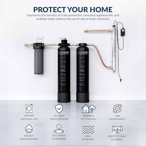 Aquasure Serene Lite 800K Gallons Whole House Salt-Free Water Conditioner/Descaler 4-in-1 Bundle with Pleated Sediment Filter, GAC/KDF55 Treatment System and 8 GPM Light, for 1-3 Bathrooms - Image 3