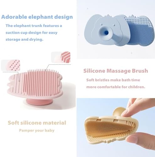 Baby Shower Cap Shield, Bath set shower cap/water cup/massage brush for Eye and Ear Protection, Cute Dinosaur Shape for 0-9 Years Old Children (Yellow) - Image 6