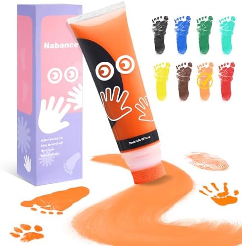 Nabance Baby Hand and Footprint Paint, Sponge Head, Baby Safe Paint, Orange by WelcometoNabance