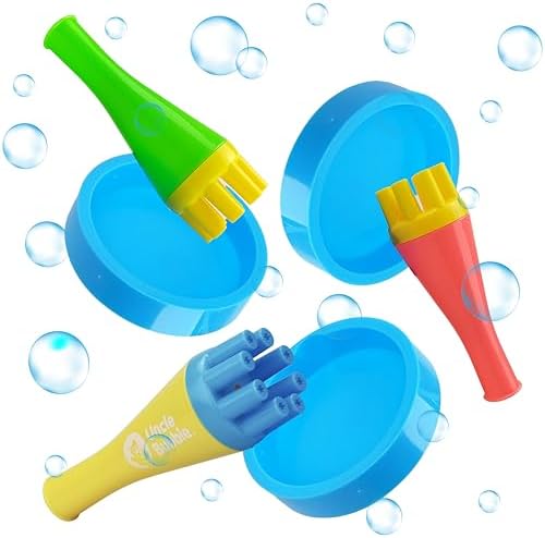 Uncle Bubble Mini Bubble Blower, 3 Colors Eco Pouch Set for Kids by UncleBubble