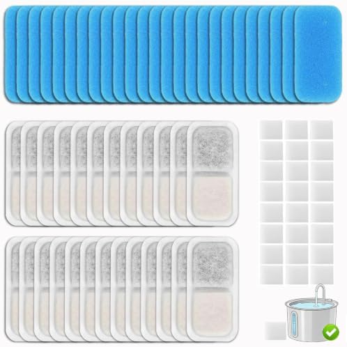 25 Set Cat Fountain Replacement Filters Compatible with oneisall PWF-001 2L/67oz Stainless Steel Pet Water Fountain Filters with Replacement Pre-Filter Pump Sponges by BUYNOW