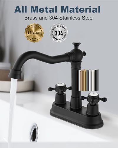 Aolemi 4 Inch Centerset Bathroom Sink Faucet 2 H&C Handle Matte Black - Image 5