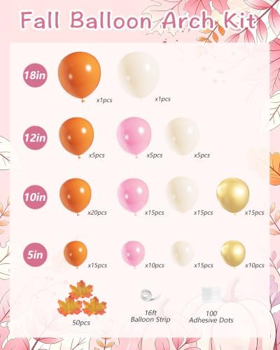 Fall Balloon Arch Kit for Autumn Thanksgiving Party Decorations Pink - Image 6