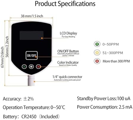 in-Line TDS Meter, Digital Water Tester and PPM Measurement Meter Monitor - Image 3