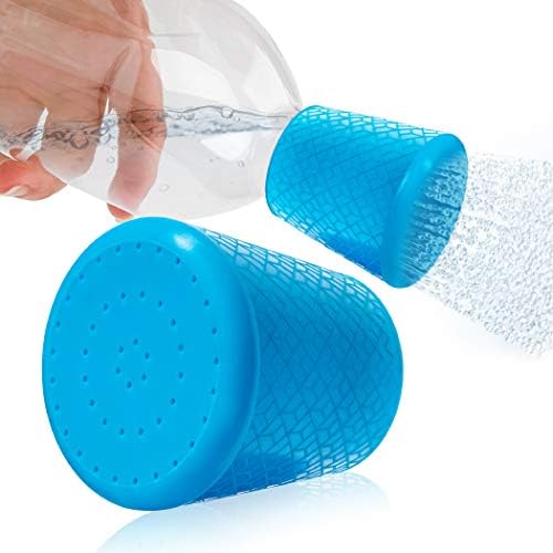 Impresa Water Bottle Attachment Shower Sprinkler Cap - Blue Silicone, 2-Pack, Fits 16oz-2L - Water Bottle Rinse Cap for Sand & Dirt Removal - for Camping & Hiking by IMPRESA