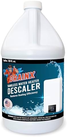 DrainX Tankless Water Heater Descaling Solution | Highly Effective Descaler Restores Heating Efficiency, Gallon, 128 fl oz by DrainX