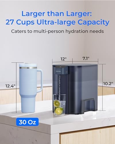 Waterdrop ED04B-L Mega Electric Water Filter Dispenser, Large 27-Cup, Blue - Image 3