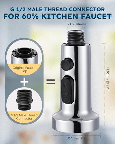 ARCORA Stainless Steel Kitchen Faucet Head with 13 Adapters, 3 Modes - Image 3