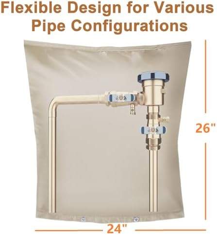 Backflow Preventer Insulation Cover,Pipe Insulation,Outdoor Pipe Covers For Winter Freeze Protection,Outdoor Faucet Covers For Winter Freeze Protection,Insulated Pipe Covers For Outside(24w*26h) - Image 2