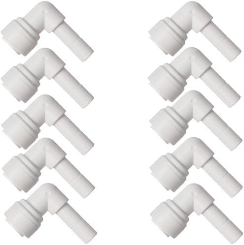 Water Pipe Stem Elbow Connector for 1/4" Tubing 90 degree elbow Push to Connect Plastic Quick Fittings for Reverse Osmosis System(Pack of 10) by Unknown