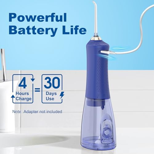 WellLeo Water Flossers for Teeth, 300ML Cordless Oral Irrigator Rechargeable Dental Flosser Picks with 5 Modes 5 Jet Tips,IPX7 Waterproof Teeth Cleaner for Braces Gum Care, Home Travel Use - Image 4