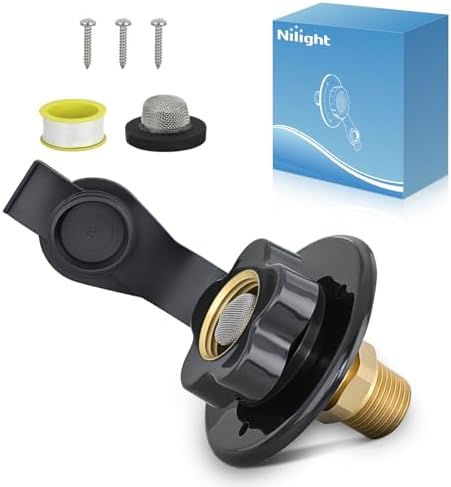 Nilight RV City Water Inlet Check Valve 1/2" NPT Male 3/4" GHT Female Brass by Nilight
