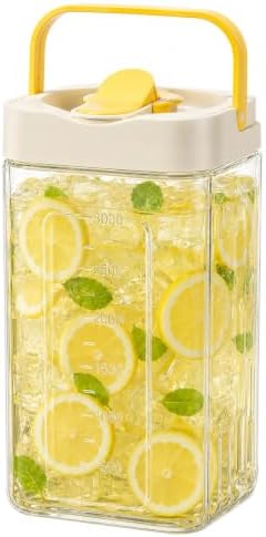 118oz Drink Dispenser for Fridge,Portable Water Pitcher for Fridge with Spigot,Sealed Plastic Drink Dispenser with Measurement Marks&Handle,Iced Tea Pitcher for Iced Tea,Juice,Daily Use,1 Pack by Unknown