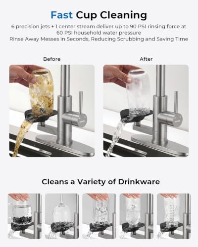 Kitchen Faucet with Glass Rinser, Pull Down Sparyer, 3 Water Modes - Image 5