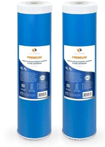 Aquaboon 5 Micron 20 x 4.5 Premium Whole House Water Filter Replacement Cartridge Grabular Activated Carbon (GAG) for 1-Stage Water Filtration System 2 Pack by Aquaboon