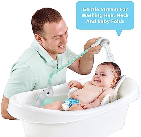 Yookidoo Baby Bath Shower Head - Elephant Water Pump and Trunk Spout Sprayer - One Handed Flow Control for Newborn Babies in Tub Or Sink (Turquoise) - Image 2