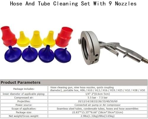 Pneumatic Hydraulic Hose Cleaning Set - Versatile Pipe Cleaner with Multiple Nozzles for Efficient Cleaning of Soft & Hard Pipes - Image 2
