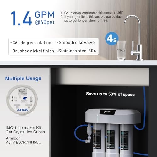 Frizzlife Under Sink Water Filter System, NSF/ANSI 53&42&372 Certified, 8 Layer 0.5 Micron Water Filtration Reduces PFAS, PFOA/PFOS, Chloramine, Lead, Chlorine, with Brushed Nickel Faucet, SP99 New - Image 4