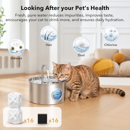 32-Piece Stainless Steel Cat Water Fountain Replacement Fountain Filter(16+16 piece) - Image 4
