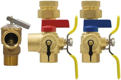 Webstone, a brand of NIBCO E-X-P E2 Tankless Water Heater Service Valve Kit, Hot & Cold, Full Port, Hi-Flow Hose Drains, Pressure Relief Valve Outlet, Adjustable Packing Glands, 3/4 in by WebstoneabrandofNIBCO