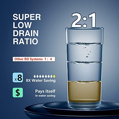 Frizzlife 1000GPD Reverse Osmosis Water Filter, NSF/ASNI 58&53&42&372 Standard, Alkaline Mineral pH+ Reverse Osmosis System, 9-Stage Filtration Tankless RO, 2:1 Pure to Drain, Under Sink, PD1000-TAM4 - Image 6