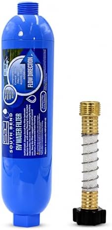 South Bend Components RV Water Filter, Inline System for Camper, Boat, Yacht Use, NSF Certified, Includes 3/4" Flexible Hose Protector, Compatible with Camco 40043, 40013, 4004, (1-Pack) by SouthBendComponents