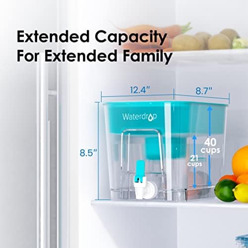 Waterdrop WFD-22B Large Water Filter Dispenser, 40-Cup Capacity, Turquoise - Image 6