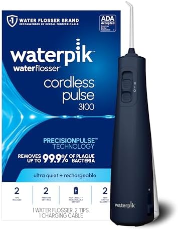 Waterpik Cordless Pulse 3100 Portable Water Flosser, Rechargeable, Blue by Waterpik