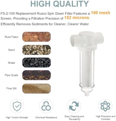2Pcs 2" 100 Mesh Spin Down Water Filter Screen for Rusco/Vu-Flow Filtration - Image 3