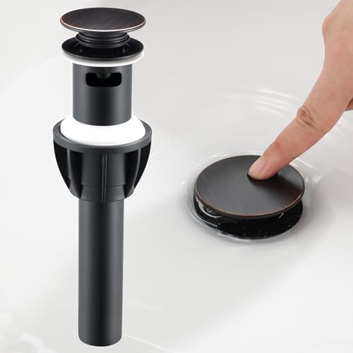 TIORIY Pop Up Bathroom Sink Drain - Bathroom Sink Stopper with Overflow for Faucet Vessel, Push Type Bathroom Sink Vanity Assembly with Strainer, Oil Rubbed Bronze by TIORIY