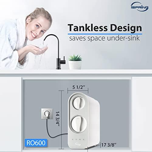 iSpring RO600ORB Tankless Reverse Osmosis System Under Sink, 600 GPD Fast Flow RO System, 2.5:1 Pure to Drain Ratio RO Water Filter System, Oil Rubbed Black Faucet, White - Image 5