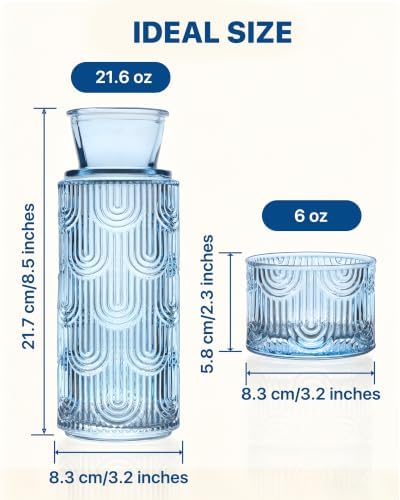 Bedside Water Carafe and Glass Set, 21.6oz, Mist Blue - Image 5