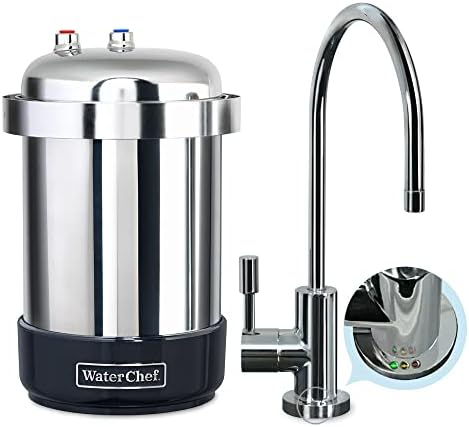 WaterChef Premium Under-Sink Water Filtration System U9000 with Intelligent Monitor & Designer Faucet (Chrome) | NSF/ANSI Certified 78 Contaminants | 1,000-Gallons | Stainless Steel | Made in USA by WaterChef
