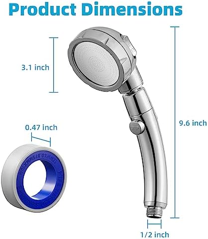 Marbrasse High Pressure Shower Head, 3-Settings Handheld Showerhead with ON/Off Full Shutoff Push Button and Switch to Control Flow, Angle-Adjustable Water Saving Body Sprays(Chrome) - Image 6