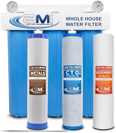 Applied Membranes Inc. 3-Stage Whole-House Water Filter System, 4.5x20-Inch Heavy-Metal, Sediment, and Chemical Water Filter Cartridge by AppliedMembranesInc