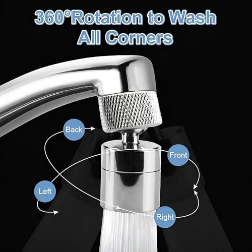 Faucet Aerator 360° Swivel Kitchen Sink Aerator, Dual-function 2-Flow Female 55/64 in-27UNS Chrome Solid Brass Faucet Sprayer Attachment with 15/16 in Male Threaded Adapter for Bathroom Sink Filter - Image 4