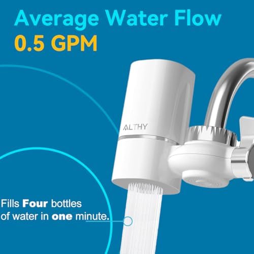 ALTHY Faucet Water Filter, BPA-Free Sink Tap Water Purifier, Certified Reduces Chlorine Heavy Metals & Bad Taste, Only Fits Standard Tap, Includes 1 System & 4 Filter - Image 4