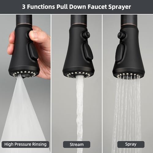 Hibbent Pull Down Spray Head for Kitchen Faucet, 3-Function Sink Nozzle - Image 2