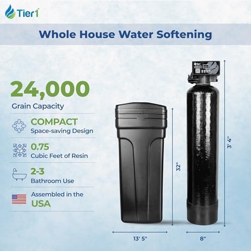 Tier1 24,000 Grain Compact Water Softener System for 2-3 Bathroom Homes - Image 2