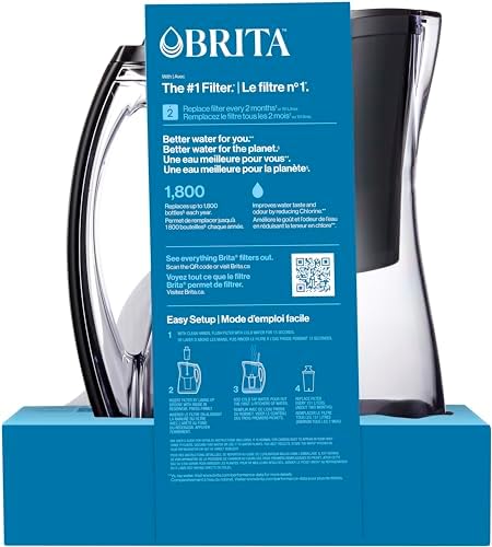 Brita Medium 8 Cup Water Filter Pitcher with 1 Standard Filter, BPA Free – Marina, Black - Image 3