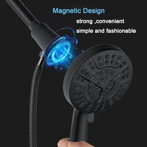 High Pressure Shower Head with Magnetic Back Fixed Base Design ,Handheld Showerhead with Hose Set Stainless Steel 59 inches/5 ft 10-Setting 5 inches Large Face ,Chrome Finish - Image 3