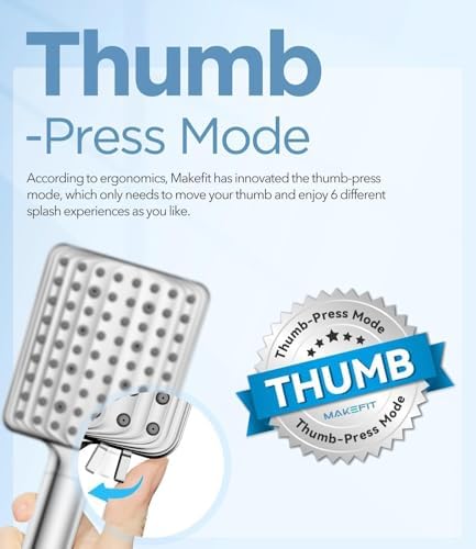 MakeFit Filtered Shower Head with Handheld, High Pressure, 6 Modes, Chrome - Image 2